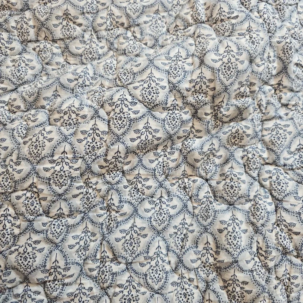 Pakistan Kantha 100% Cotton Pillow Case Blue Paisley Bohemian Ocean